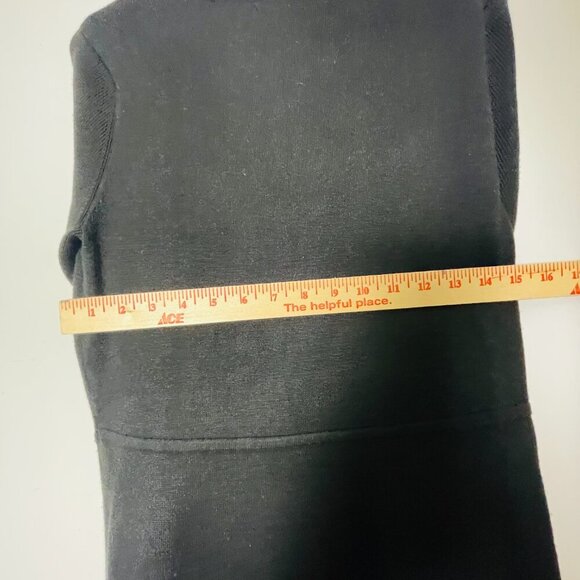 Vince Camuto Knit Dress Women Medium Black Ruffle Sleeve Trim A-Line Career - Picture 3 of 12